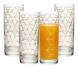 Jogo 4 Copos Altos de Vidro Cube 330ml Dourado Cube Wolff Jogo 4 Copos Altos de Vidro Cube 330ml Dourado Cube Wolff