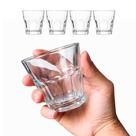 Jogo 4 Copos Baixo De Vidro Facetado Café Dose Bar 150ml