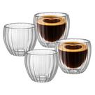 Jogo 4 Copos Caneca De Vidro Dupla Camada Canelado 90ml