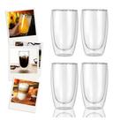 Jogo 4 Copos De Vidro Duas Camadas 450ml Copo Parede Dupla Premium