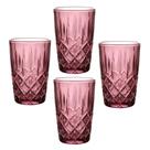 Jogo 4 Copos de Vidro Louvre Ametista 350ml Luxo Bebidas Água Suco