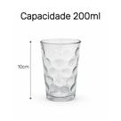 Jogo 4 Copos De Vidro Texturizado Para Água Suco 200ml - Jogo 4 Copos De Vidro Texturizado Para Água Suco 200ml -