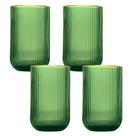 Jogo 4 Copos De Vidro Versalhes Verde Borda Dourada 420ml
