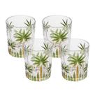Jogo 4 Copos de Whisky Água Baixo Cristal Coqueiro Palm Tree Wolff 340ml