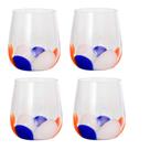 Jogo 4 copos petala em vidro 480ml laranja/azul/branco - Fracalanza Jogo 4 copos petala em vidro 480ml laranja/azul/branco - Fracalanza