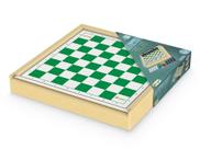 Jogo 4 em 1 MDF Xadrez Damas Ludo Trilha Kit Tradicional 7+ Anos