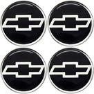 Jogo 4 Emblema Adesivo Calota Gm Corsa Resinado Preto - 48mm