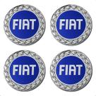 Jogo 4 Emblema Calota E Roda Fiat Adesivo Azul Resinado 48mm