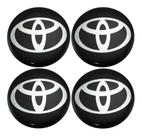 Jogo 4 Emblema Calota Toyota Preto Resinado 48MM