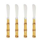 Jogo 4 Espátulas de Aço Inox com Cabo de Plástico Bambu Cor Natural Lyor