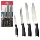 Jogo 4 Facas Couper Preto Inox Cozinha Pão Churrasco Legumes