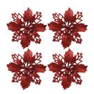 Jogo 4 Flores Bico de Papagaio Vermelha Natal Pick Glitter 9cm com Presilha - Magizi Jogo 4 Flores Bico de Papagaio Vermelha Natal Pick Glitter 9cm com Presilha - Magizi