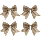 Jogo 4 Laços Telado Glitter e Lantejoula Champanhe Natal 13cm - Magizi Jogo 4 Laços Telado Glitter e Lantejoula Champanhe Natal 13cm - Magizi