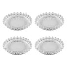 Jogo 4 mini pratos 10 cm para sobremesa de cristal transparente Pearl Wolff - 21153