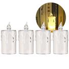 Jogo 4 Mini Velas Eletrônica Cristal LED Branco Quente 7,7cm - Art Christmas
