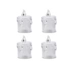 Jogo 4 Mini Velas Eletrônica Transparente Branco Quente 6cm