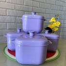 Jogo 4 Panelas Caçarola Lilas Para Microondas Freezer 1,5 Litros Com Saída De Vapor Ideal Plásticos