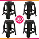 Jogo 4 Peças Banquetinhas Plástico Resistente Cor Preto Jogo 4 Peças Banquetinhas Plástico Resistente Cor Preto