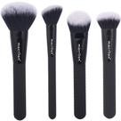 Jogo 4 Pincéis Maquiagem Noir Macrilan Profissional Premium P/ Pó Base Blush