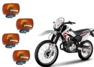 Jogo 4 Pisca Seta Sinaleira Xr 200 Nxr 125 150 Bros Xr 250 Tornado Cromado Lente Laranja