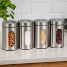 Jogo 4 Pote Hermético Vidro Inox com Visor 1L Mimo Style Cozinha Organizada Jogo 4 Pote Hermético Vidro Inox com Visor 1L Mimo Style Cozinha Organizada