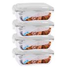 Jogo 4 Potes de Vidro Hermético Marmita Tampa 4 Travas 640ml