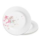 Jogo 4 Prato De Sobremesa De Vidro Branco Flowers Bord Em Casa Tem 20cm