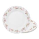 Jogo 4 Prato De Sobremesa De Vidro Flowers Pink 20cm Em Casa Tem