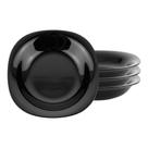 Jogo 4 Prato Fundo De Vidro Opalino Preto para Massas Risoto 21cm Quadrado Resistente Em Casa Tem