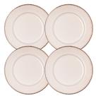 Jogo 4 Prato Raso de Jantar Cerâmica Linear Branco Premium 27cm Lyor