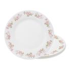 Jogo 4 Prato Raso de Vidro Branco Flowers Pink 25,5cm Em Casa Tem Jogo 4 Prato Raso de Vidro Branco Flowers Pink 25,5cm Em Casa Tem