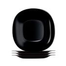 Jogo 4 Prato Raso Preto Quadrado Square 26cm Vidro Opalino Em Casa Tem