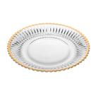 Jogo 4 pratos 20 cm para sobremesa de cristal com fio dourado Imperatriz Wolff - 21286