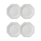Jogo 4 Pratos de Sobremesa Prisma Brancos 20,5 cm Porcelana Schmidt