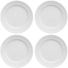 Jogo 4 Pratos em Porcelana Rasos 26,5cm Germer Chevron Redondo Branco Relevo
