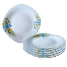 Jogo 4 Pratos Fundo De Vidro Quadrado Jantar Floral 26cm