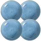Jogo 4 Pratos Fundos 22,5cm Cerâmica Azul 830ml Linhas Breeze Porto Brasil Mesa Posta Sopa Massa Jantar