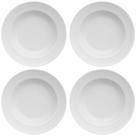 Jogo 4 Pratos Fundos 23,5cm Porcelana Germer Relevo Chevron Brancos Redondos