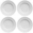 Jogo 4 Pratos Fundos 23,5cm Porcelana Germer Relevo Chevron Brancos Redondos