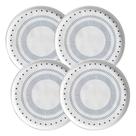 Jogo 4 Pratos para Sobremesa Cerâmica 21,5cm Branco e Azul Porto Brasil Bio Astral