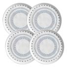 Jogo 4 Pratos para Sobremesa Cerâmica 21,5cm Branco e Azul Porto Brasil Bio Astral