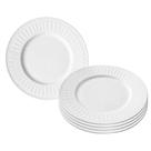 Jogo 4 Pratos Raso De Vidro Branco Redondo Jantar 25cm