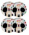 Jogo 4 Pratos Rasos Melamina Refeição Infantil Mickey Mouse 20cm - Tuut