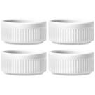 Jogo 4 Ramekins Tigelas Porcelana 130ml Canelado Germer Bran