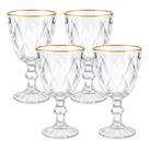 Jogo 4 Taça de Vidro com Borda Dourada Diamond Cor Transparente Água 320ml Haüskraft Premium Jogo 4 Taça de Vidro com Borda Dourada Diamond Cor Transparente Água 320ml Haüskraft Premium