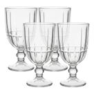 Jogo 4 Taça de Vidro Facetado Lapidado Cristalle Premium Transparente para Água 360ml Haüskraft