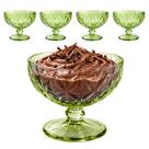 Jogo 4 Taça Sobremesas De Vidro Verde Diamond Diamante 400ml