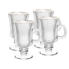 Jogo 4 taças 240ml de vidro para cappuccino com fio de ouro Lines Wolff - 20678 Jogo 4 taças 240ml de vidro para cappuccino com fio de ouro Lines Wolff - 20678