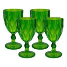 Jogo 4 Taças De Acrílico Verde Diamond Diamante Festa Piscina Plástico 330ml Lyor