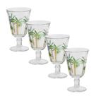 Jogo 4 Taças de Cristal Palm Hand Tree Coqueiro Transparente para Água Lyor 240ml
